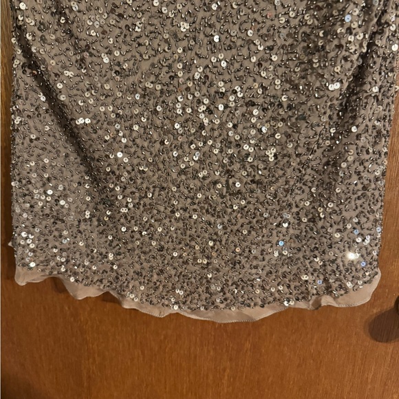 Adrianna Papell Sequin V-Neck Blouse in Brown - Picture 9 of 9